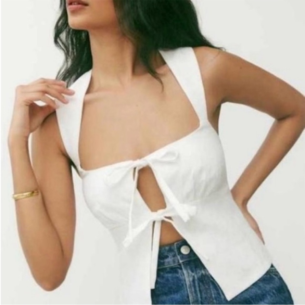 Reformation White linen top size 4